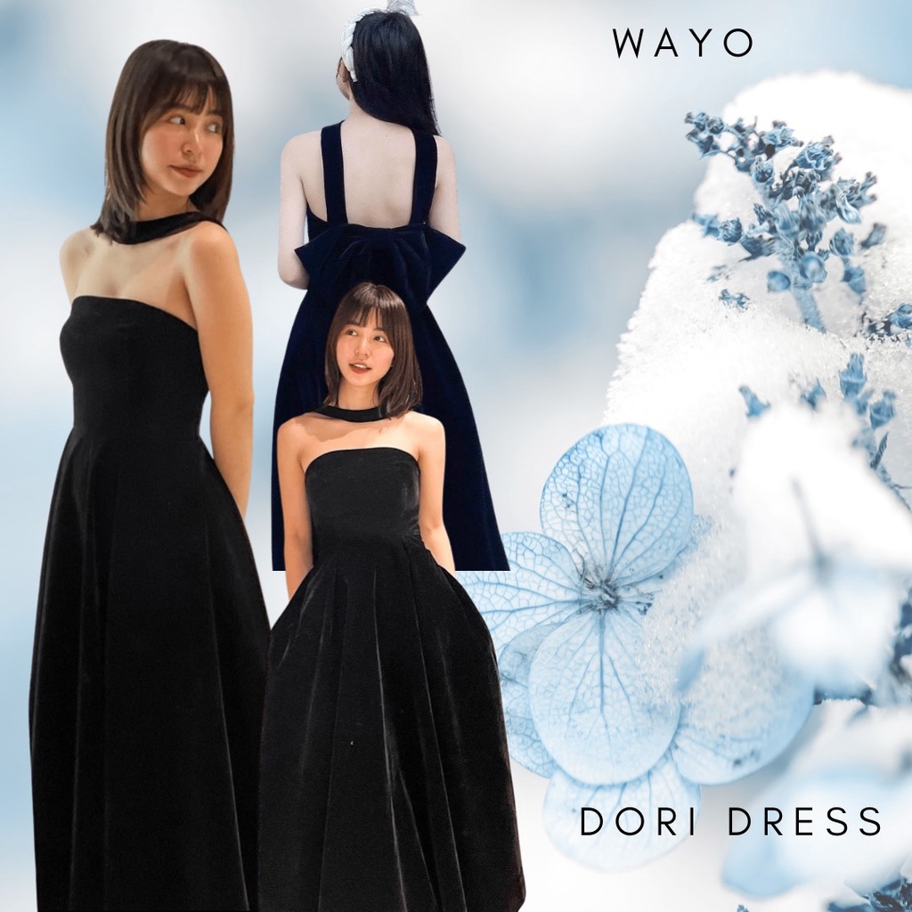 ĐẦM WAYO cúp ngực nơ lưng nhung đen dự tiệc sang trọng
