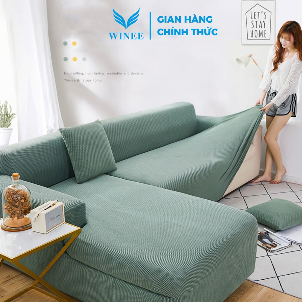 Bọc ghế sofa 1/2/3/4 chỗ bọc sofa chữ L kèm hướng dẫn bọc tặng 1 vỏ gối vải nỉ nhung dày dặn mềm mại