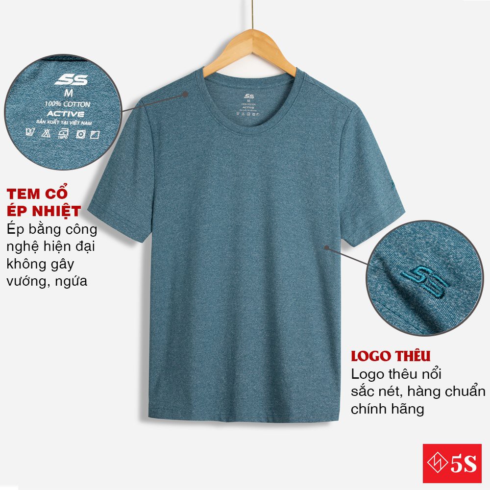 Áo Thun Nam Tay Ngắn 5S Premium (6 màu), Vải Thun Melang Muối Tiêu Cao Cấp, Thấm Hút Mồ Hôi, Co Giãn Tốt (TSO21023-03)