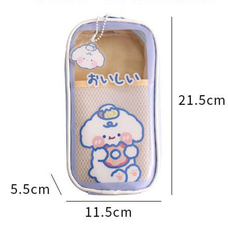 ⭐ iLado ⭐  Túi đựng bút trong suốt cute Dung lượng lớn túi nilong/PVC Stickers túi zip nhỏ hộp vải đựng đồ Hộp đựng hộp bút hologram bút cute bọc zip tiểu an văn phòng phẩm Đa Dụng túi đựng đồ dùng cá nhân hình