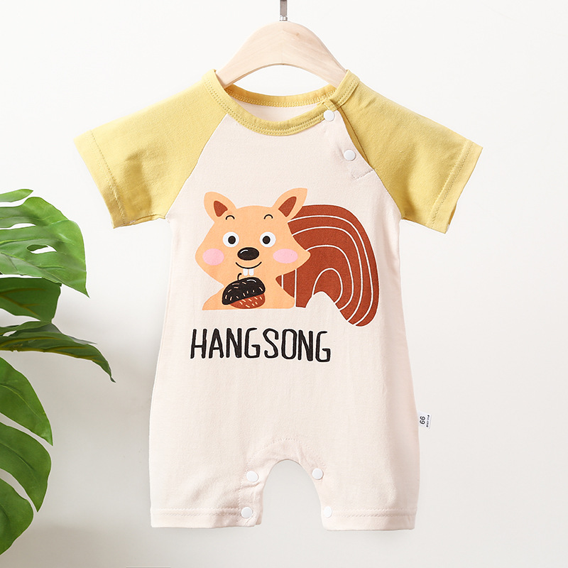 Áo liền quần tay ngắn in hình trang trí dễ thương dành cho trẻ em