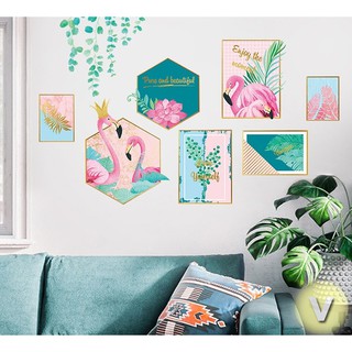 Decal dán tường Khung ảnh chim hạc hồng
