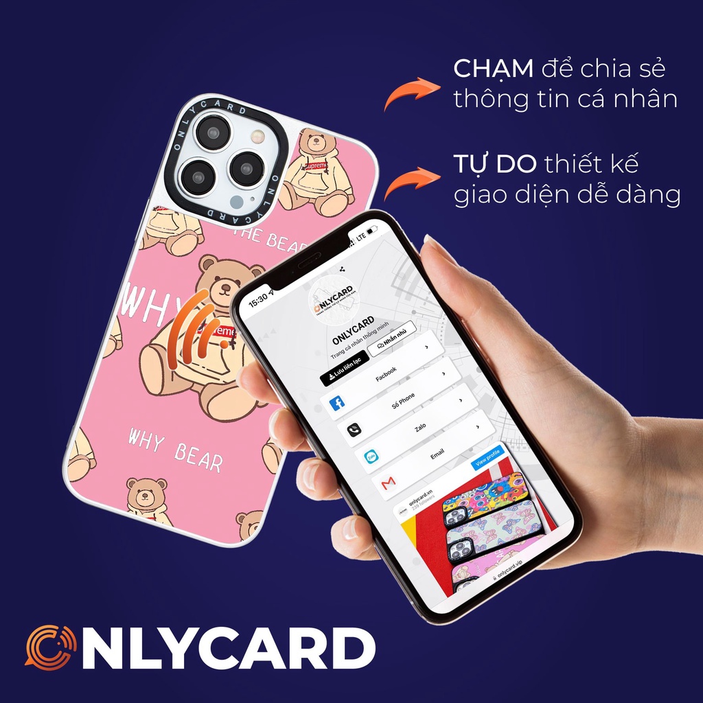 Ốp lưng thông minh ONLYCARD _BEAR PINK_28/Cho các dòng IPhone 7/7plus/8/8plus/x/xr/xs/11/12/13/pro/promaxK