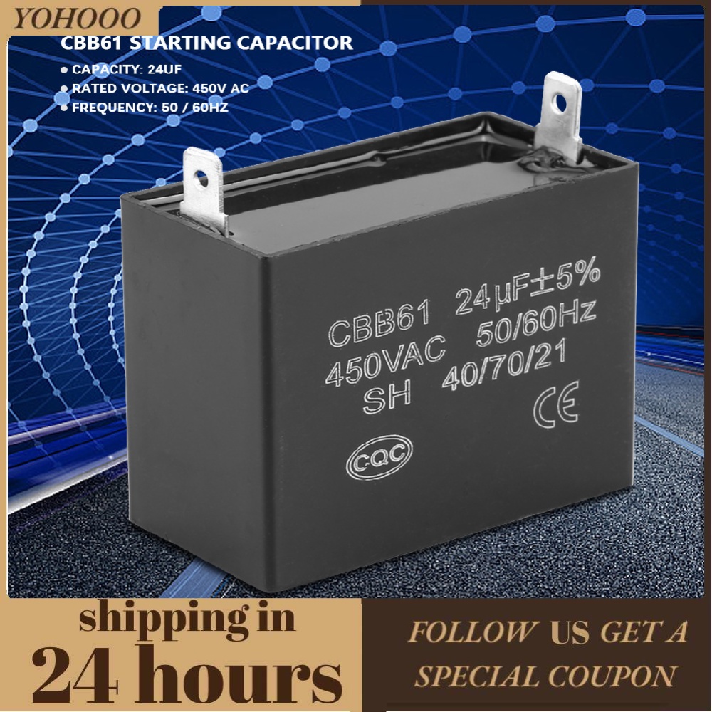 Tụ điện Yohoo Cbb61 450v Ac 24uf 50 / 60hz chuyên dụng dành cho máy phát điện 400 / 350 / 300 / 250vac