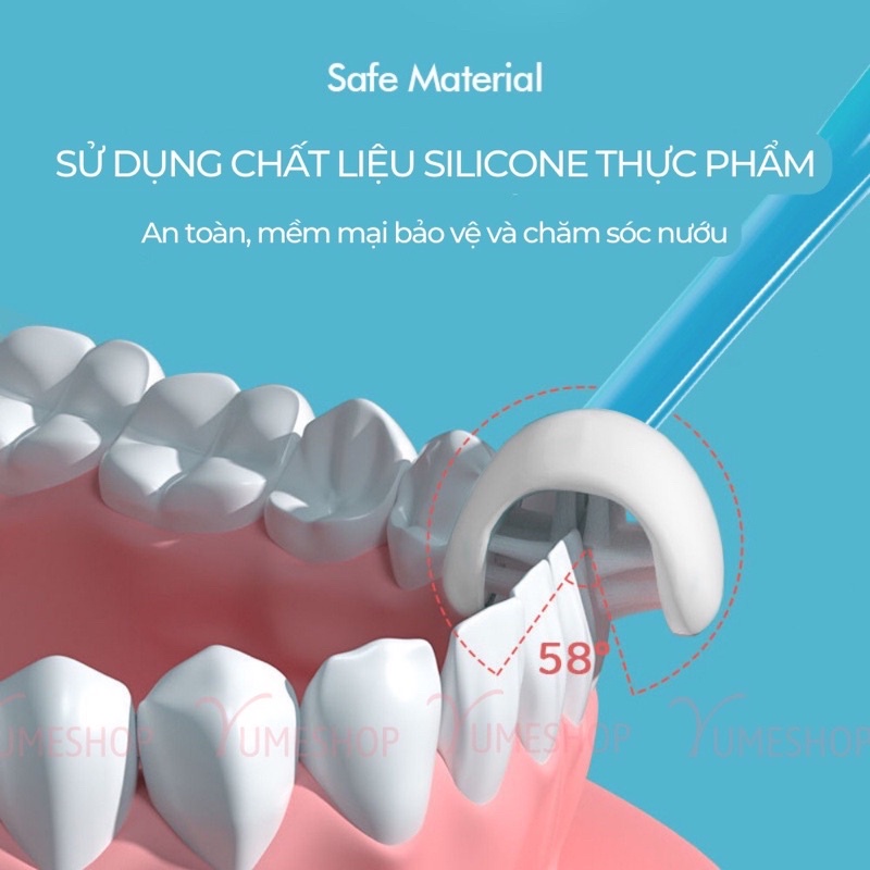 Bàn Chải Đánh Răng Cho Bé 3D Đầu Chải 3 Chiều Chất Liệu Silicon Siêu Mềm Mại An Toàn Cho Bé