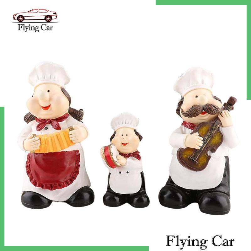 [Lzdjfmy2] 3 Bức Tượng Đầu Bếp Bằng Nhựa Resin Trang Trí Phòng Ăn / Cửa Hàng / Phòng Ăn