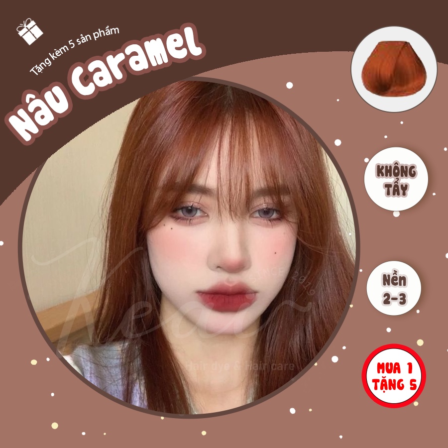 Thuốc nhuộm tóc Nâu Caramel - kèm oxy - không tẩy - Keai Hair Dye