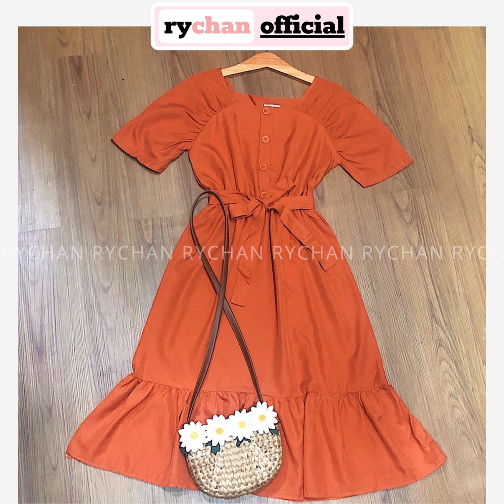 [ẢNH THẬT CUỐI] DX621 - Đầm Xòe Đuôi Cá Phối Cổ Vuông Cột Eo