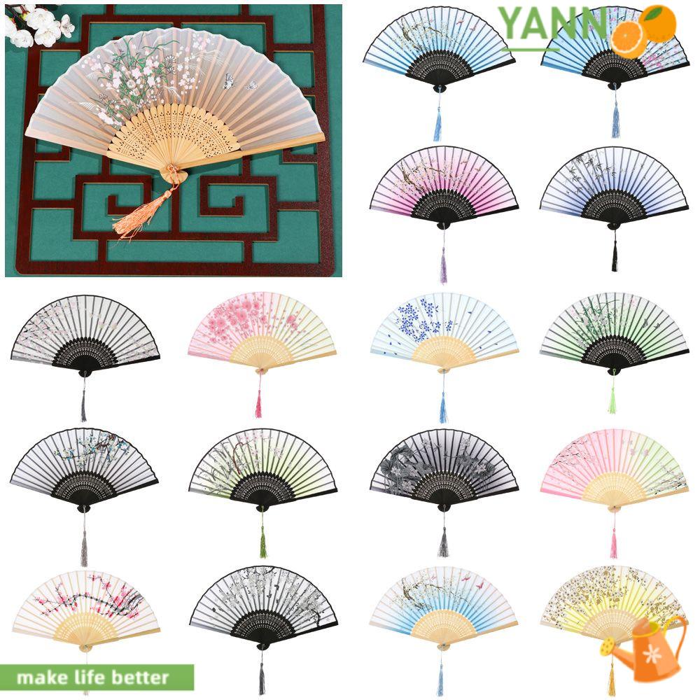 Quạt Xếp Cầm Tay Bằng Tre In Họa Tiết Hoa Trang Trí Nhà Cửa 1 Cái