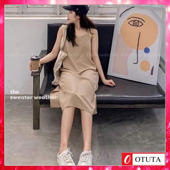 Váy 2 dây, váy suông đũi lụa, váy ngủ cao cấp- chất đũi lụa hàn loại 1 CHẤT MÁT - MỀM MỊN - KHÔNG NHĂN - OTUTA