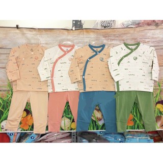 Bộ dài tay cài chéo Bubaby vải sợi tre dành cho bé