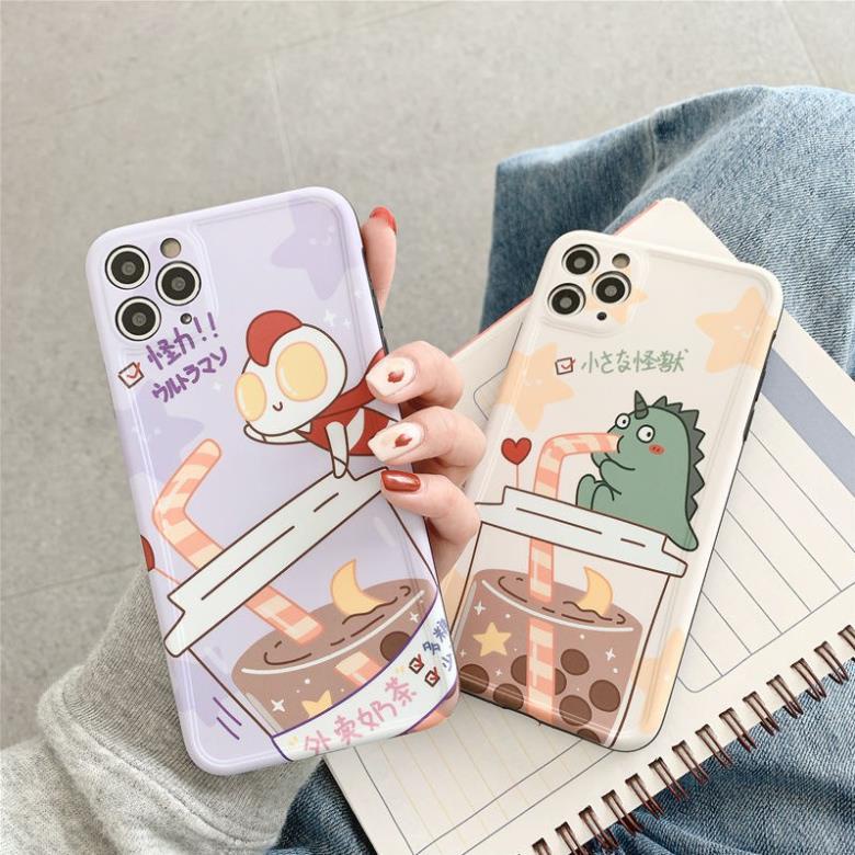 Ốp lưng iphone Trà sữa Ultraman khủng long IMD 6/6plus/6s/6s plus/7plus/8plus/x/xs/xsmax/11/11 promax DT06- Dino Case