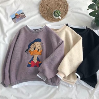 [HÀNG OD]Áo sweater vải bông xù hình con vịt