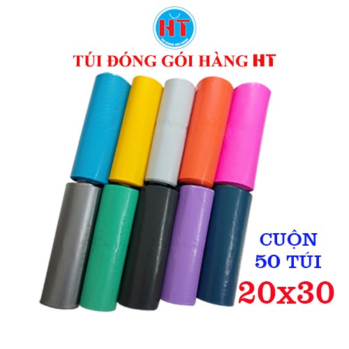 Túi đóng hàng, túi gói hàng niêm phong tự dính HT kích thước 20x30cm, cuộn 50 túi