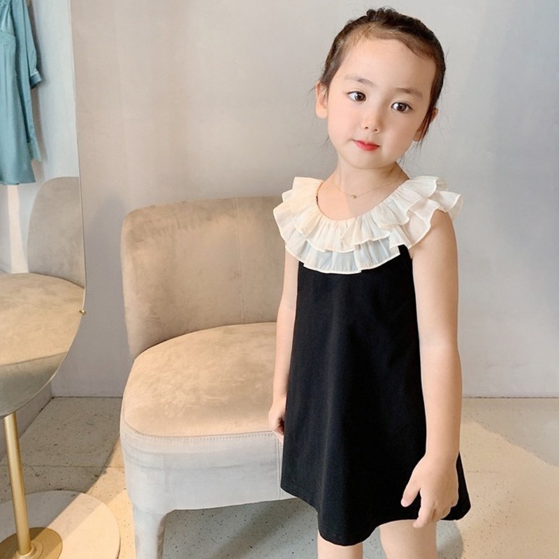Đầm Công Chúa Hai Lớp Viền Ren Phong Cách Phương Tây Thời Trang Mùa Hè Cho Bé Gái