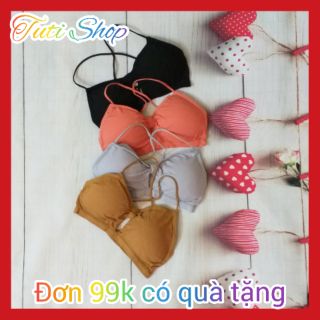 Áo lót nữ len tăm đan dây chéo (Bra len tăm đan dây sau lưng)