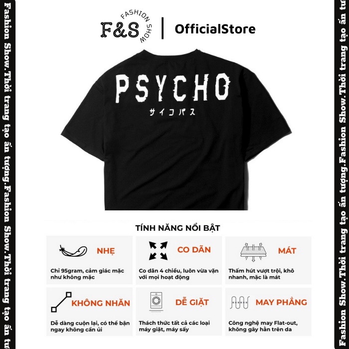 Áo thun tay lỡ unisex form rộng PSYCHO - Áo phông F&S nam nữ, cặp đôi phong cách hàn quốc