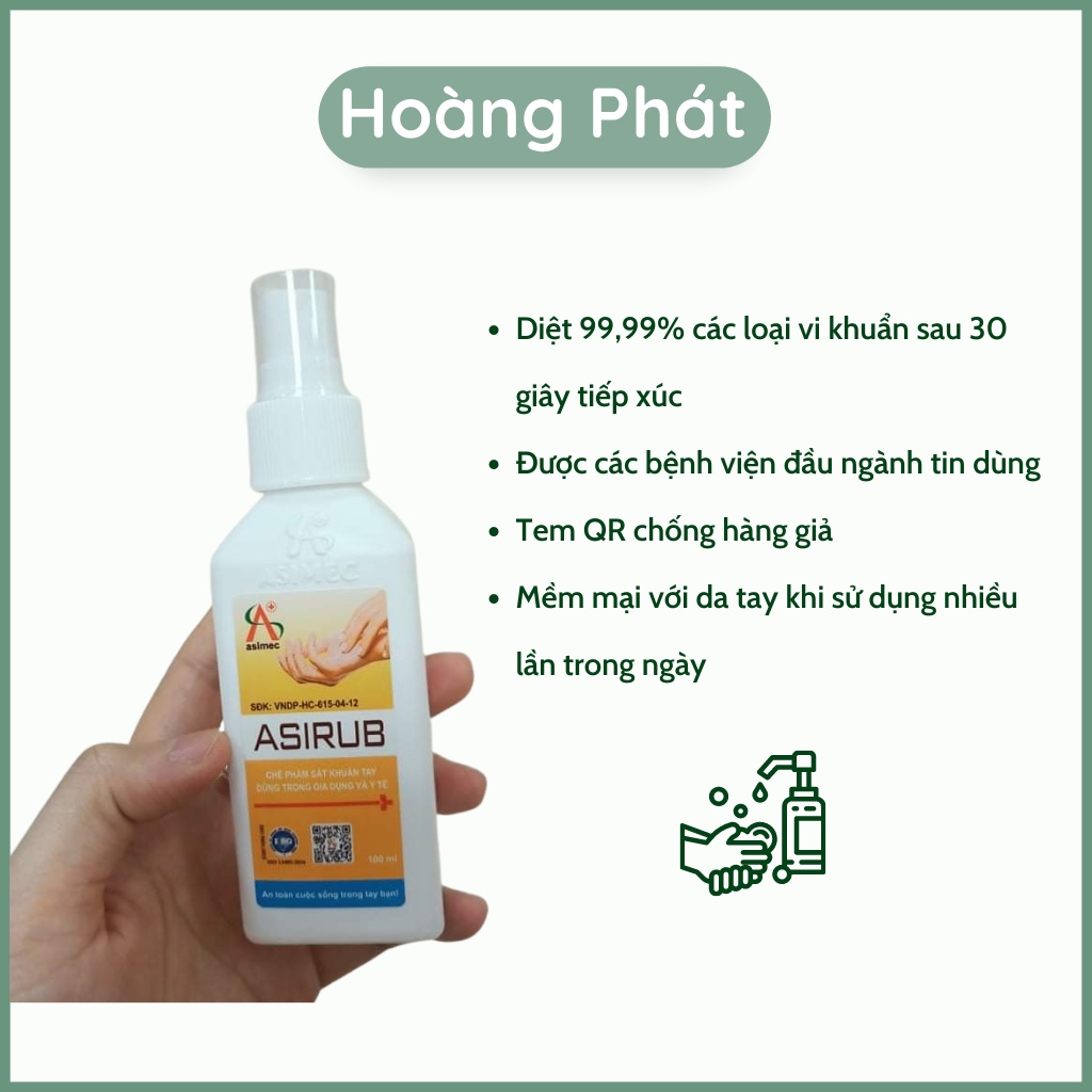 Nước Rửa Tay Khô, Xịt Khử Khuẩn ASIRUB Dạng Xịt/ Ấn Sát Khuẩn Nhanh Chính Hãng Bảo Vệ Da Tay 100ml 500ml 750ml