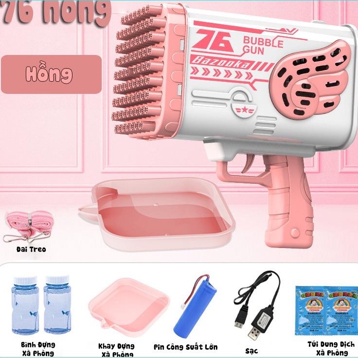 Đồ chơi Phun  bong bóng 76 nòng ,76 cao cấp có đèn , siêu cấp nhất dùng pin sạc cực chất