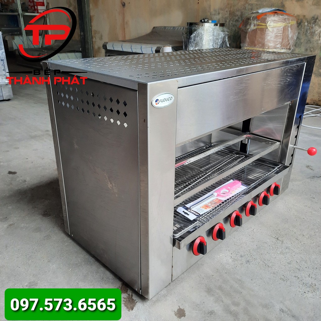 Lò Nướng salamander 6 họng, Bảo hành 24 tháng, họng gang đúc siêu bền