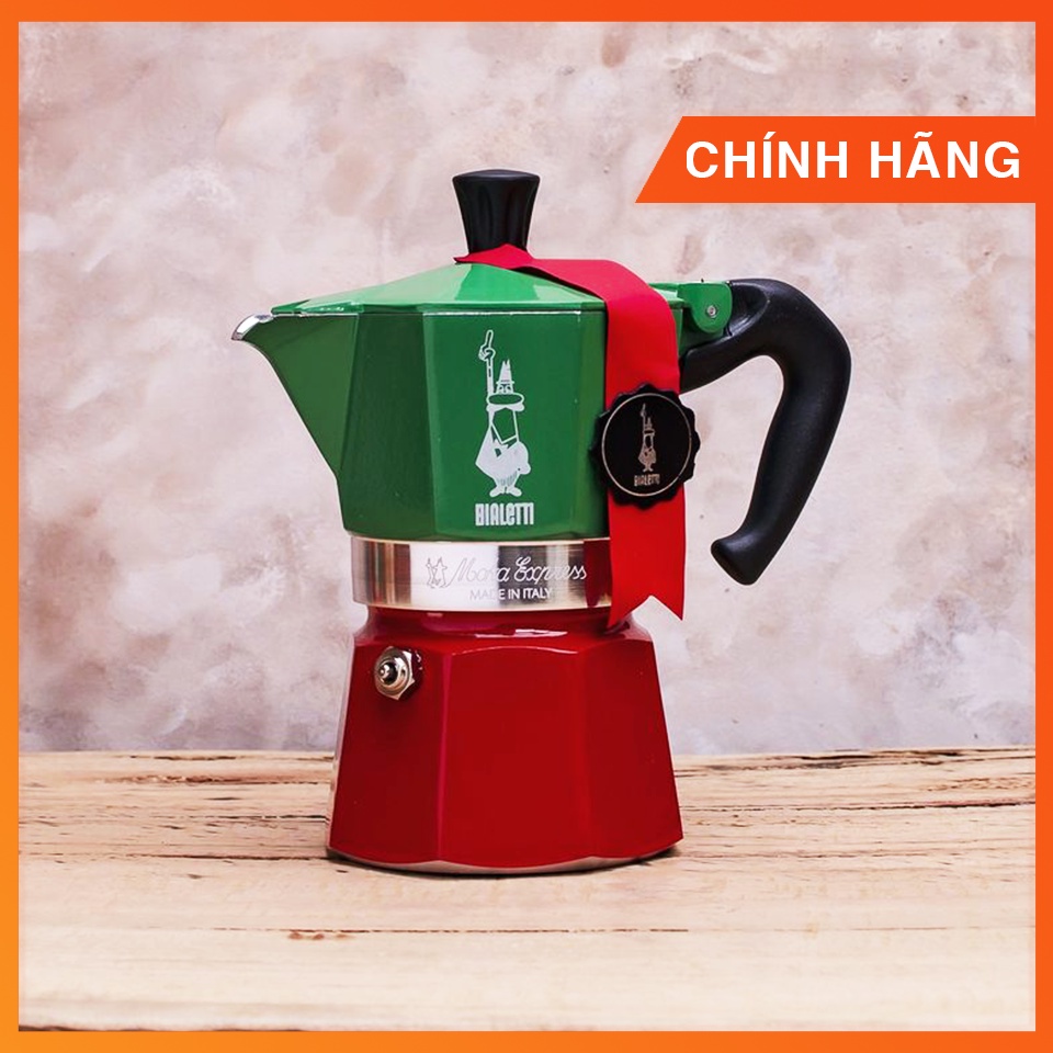 Ấm cà phê Ý Bialetti Moka Express phiên bản màu cờ Ý 3 cup | made in Italy