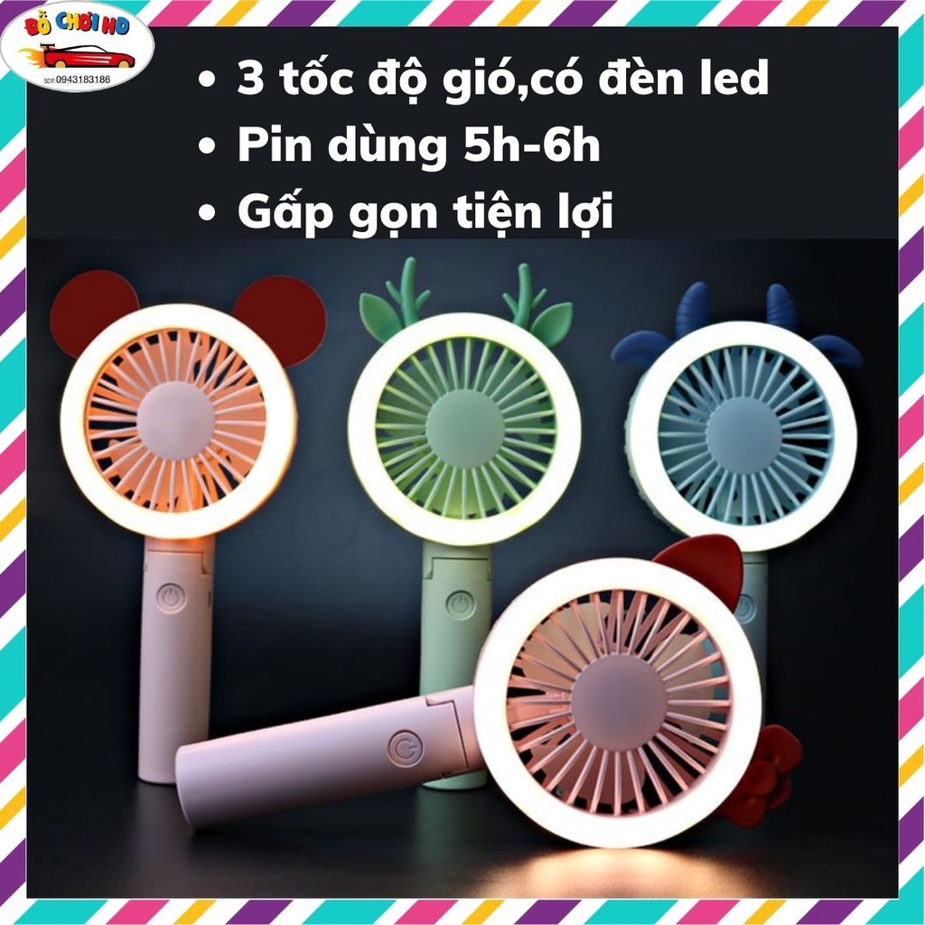 Quạt cầm tay mini, quạt mini gấp gọn sạc usb có đèn led(Z1)