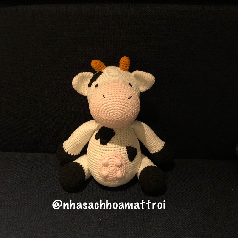 Bò sữa len hanmade cao 26cm, sản phẩm chất lượng cao cấp