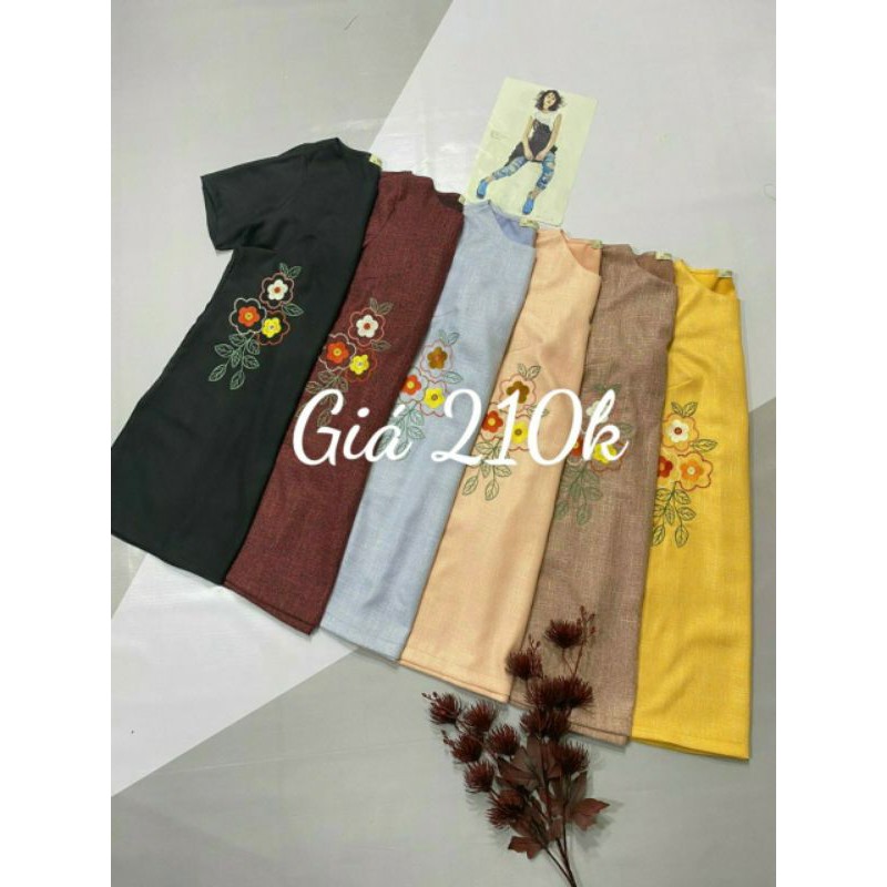 Đầm Liền Tay Ngắn Dáng Suông Cổ Tròn Cao Cấp - Váy Thun Cotton Họa Tiết Chùm Hoa - Váy Xuất Khẩu | BigBuy360 - bigbuy360.vn