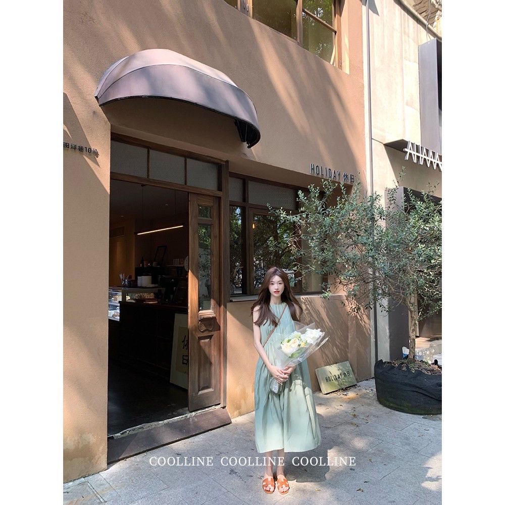 Đầm Midi Dáng Dài Không Tay Màu Cà Phê Phong Cách Pháp Hàng Mới