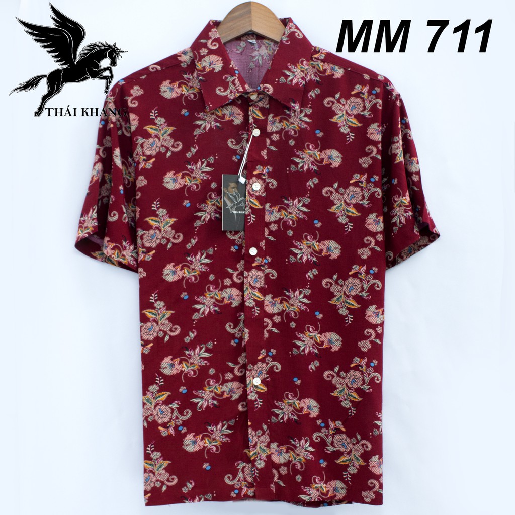 Áo sơ mi nam ngắn tay họa tiết hoa lá tươi mát vải lanh tự nhiên mặc MÁT thoải mái | BigBuy360 - bigbuy360.vn