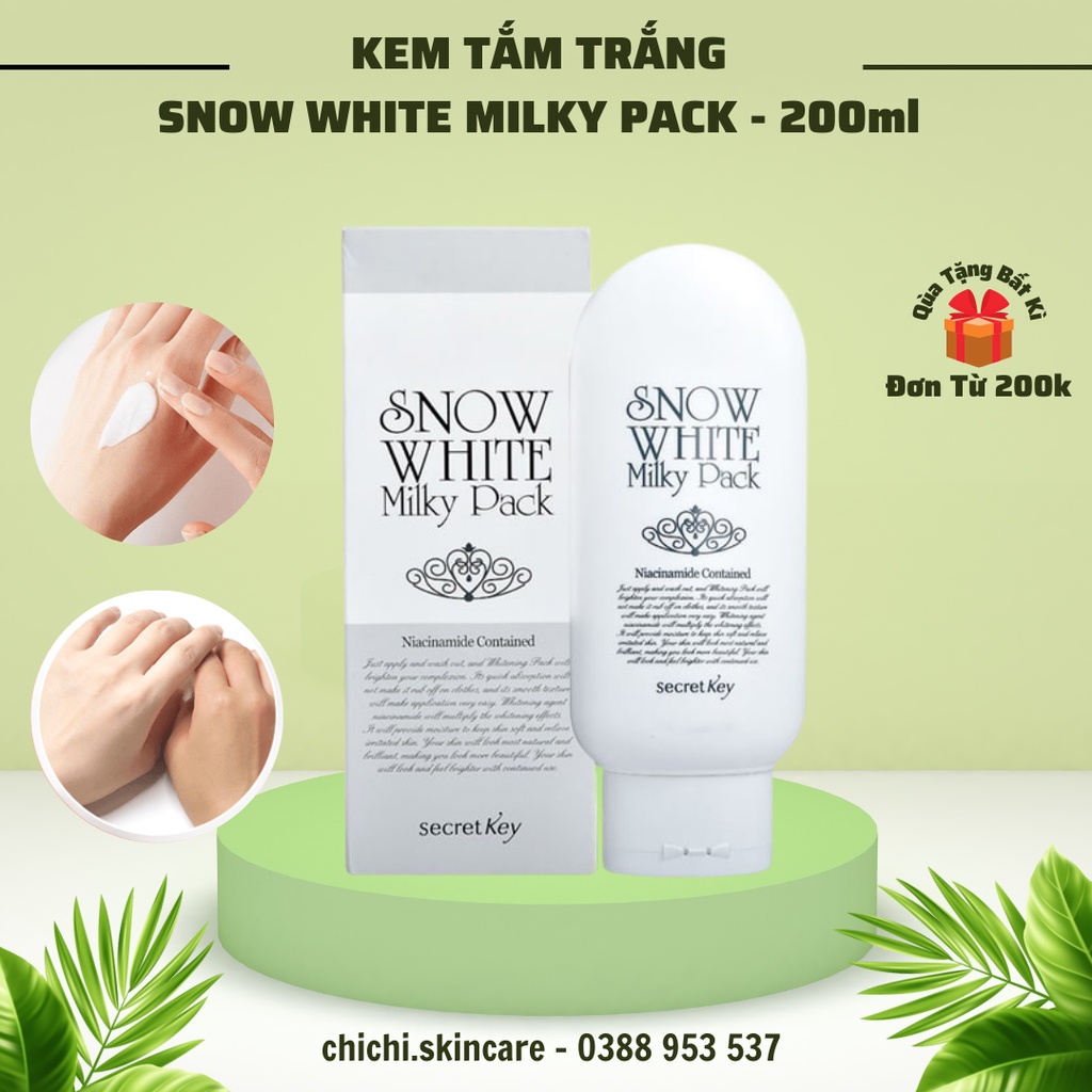 Kem Tắm trắng Snow White Milky Pack Secret Key Face & Body