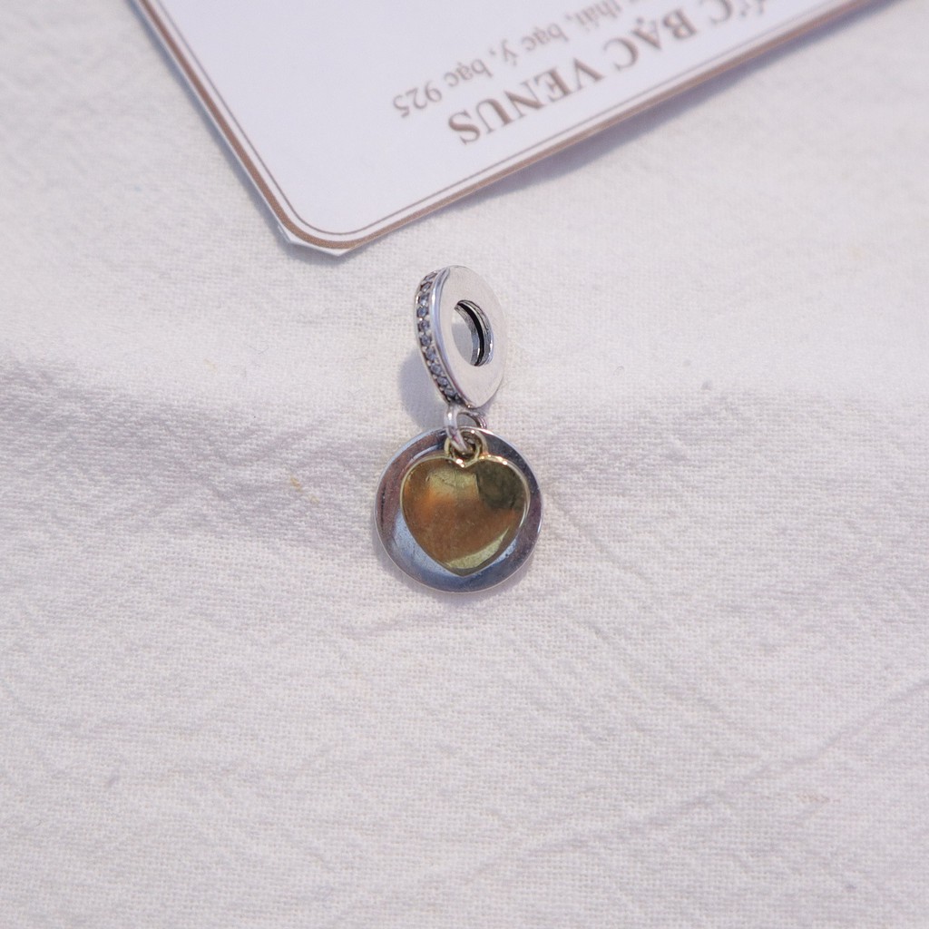 Charm treo hình vô cực mặt tim shine bằng bạc 925- Trang sức bạc Venus