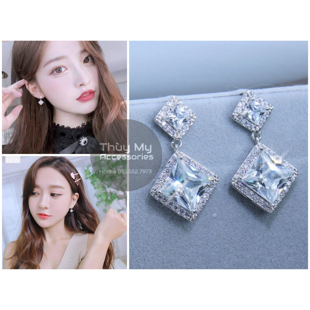 [Thùy My Accessories] Bông tai đá thoi zircon