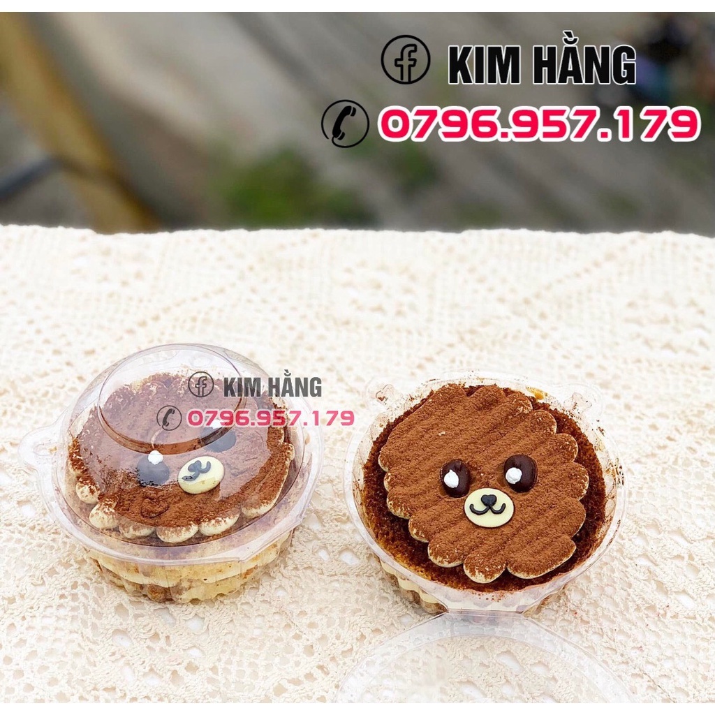 100 Hộp H125 nắp bầu có nút bấm đựng bánh bông lan, đựng bánh bao