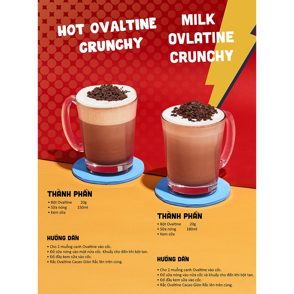 [COMBO] Ovaltine Bột Cacao Hộp 285g + Cacao Giòn Rắc Hộp 15 gói x 8g