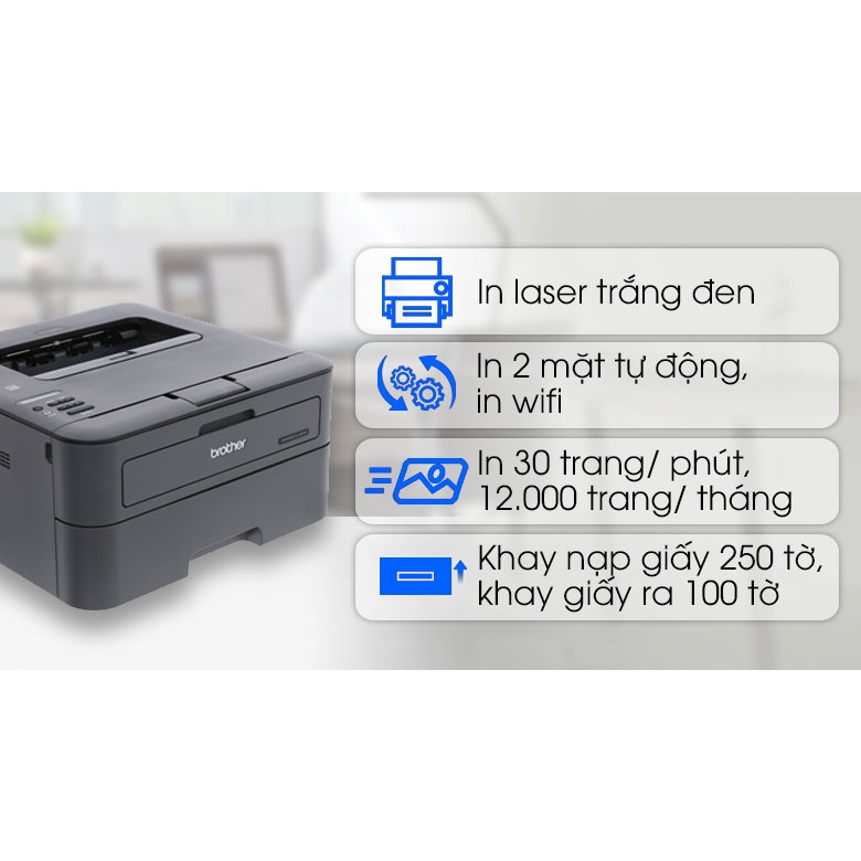 Máy in Brother 2366DW , wifi, in đảo tự động