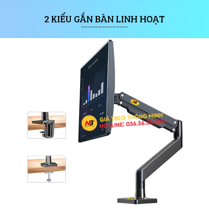 Giá Treo Màn Hình NB G40 22 - 40 Inch / Giá Đỡ Arm Màn Hình Gắn Bàn