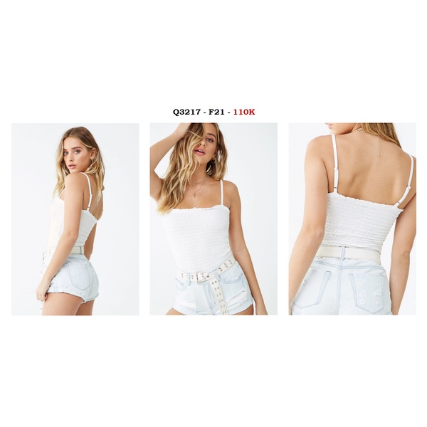 Q3217 - Bodysuit thun F21 2 dây nhún thun