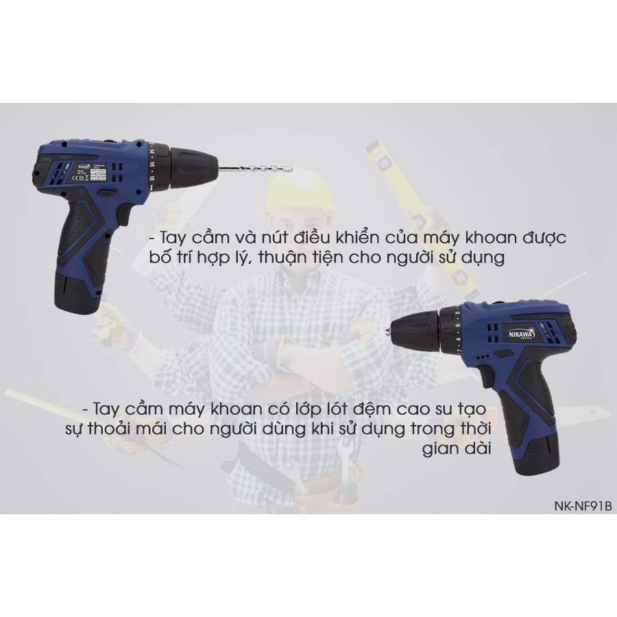 Bộ máy khoan vặn vít không dây Nikawa NK-F91B
