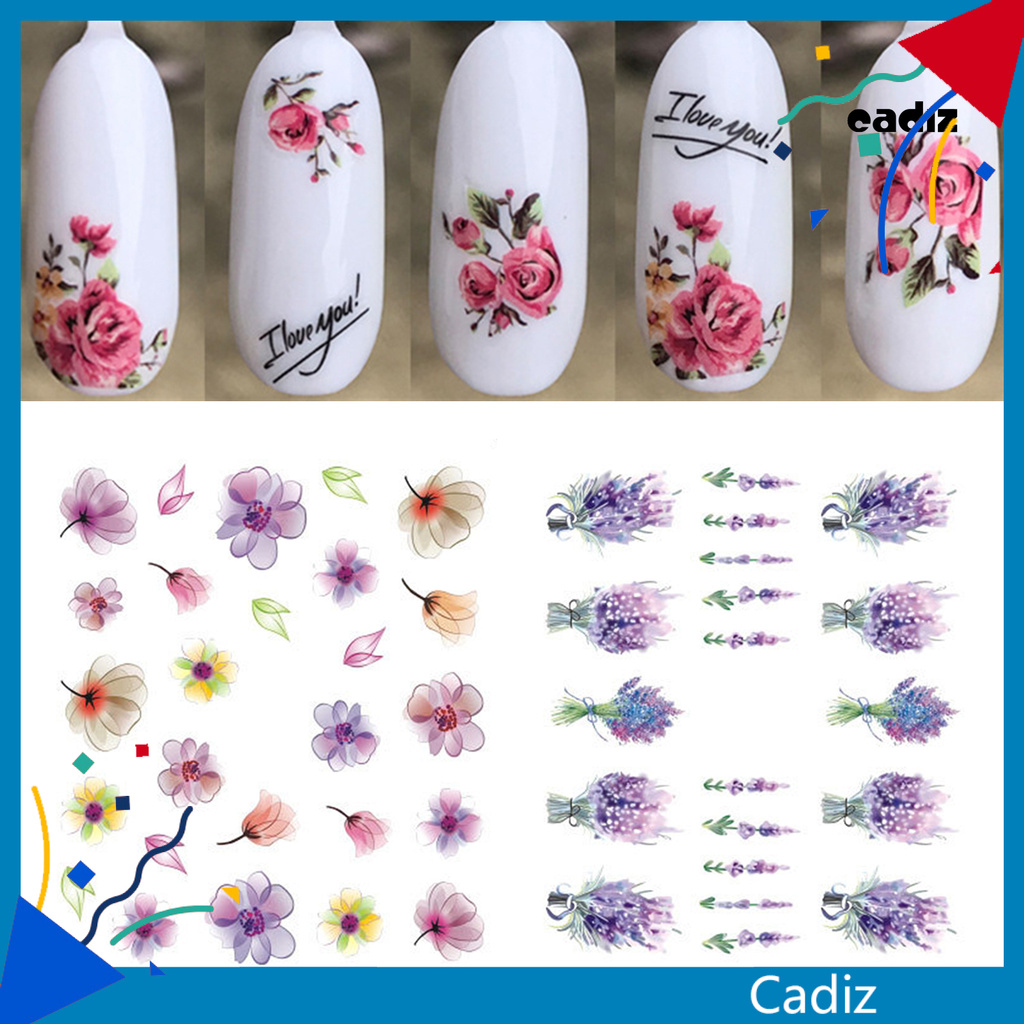 [Hàng mới về] Miếng dán trang trí móng tay thời trang in hoa