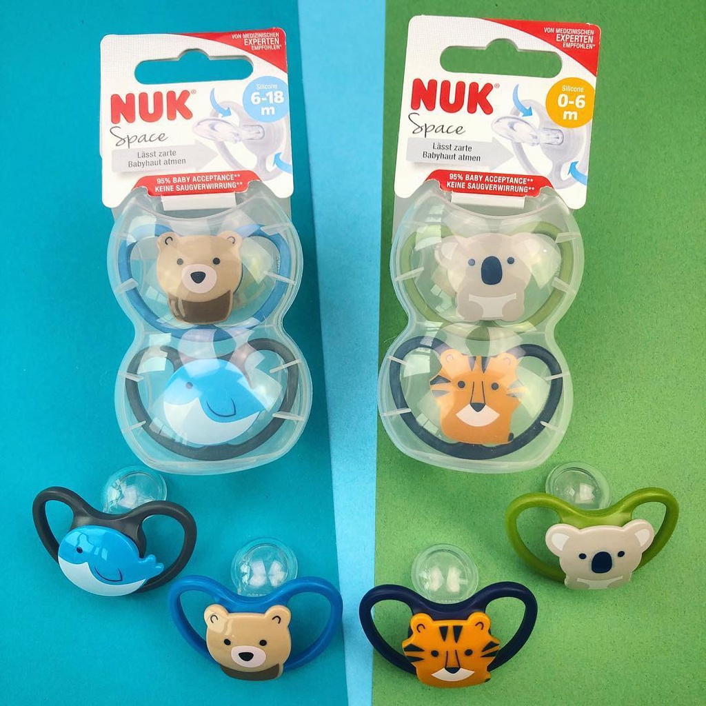 Bộ 2 ti giả NUK silicone Space 0-6M, 6-18M và 18-36M