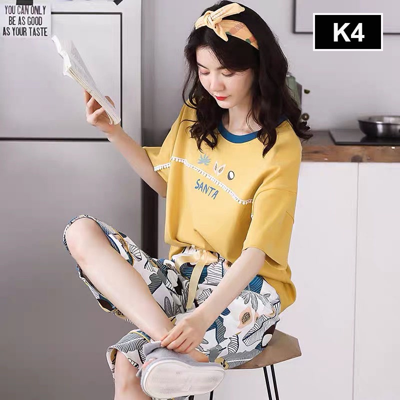 Đồ Bộ Nữ mặc nhà dễ thương chất liệu cotton thái đầy đặn mát mịn _mẫu K
