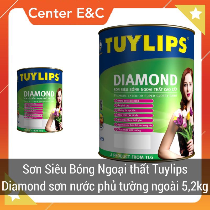 [CHÍNH HÃNG] Sơn Siêu bóng Ngoại thất Tuylips Diamon 5,2kg sơn nước phủ bóng cao cấp tường ngoài nhà Giá rẻ