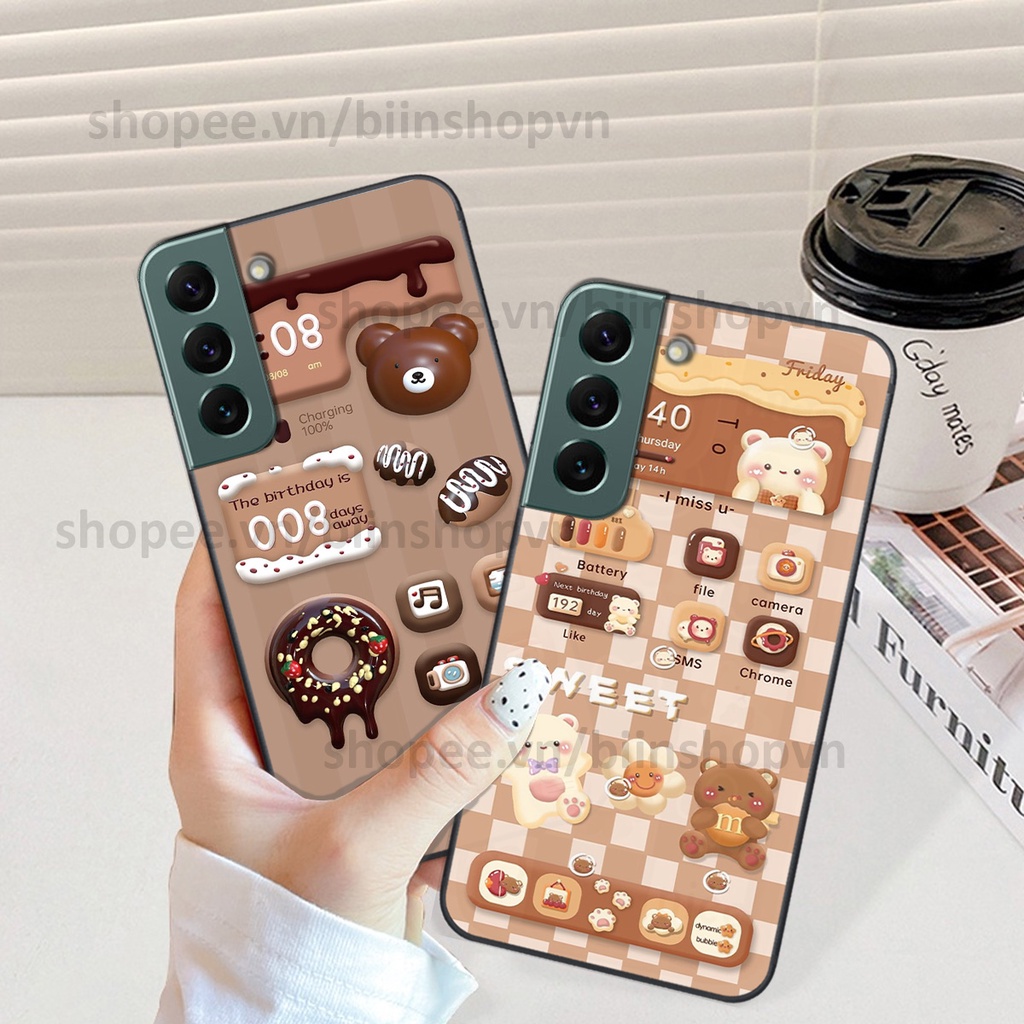 Ốp Samsung S22 / S22 Plus / S22 Ultra / S22+ in hình gấu chocolate kẹo ngọt siêu đẹp siêu xinh