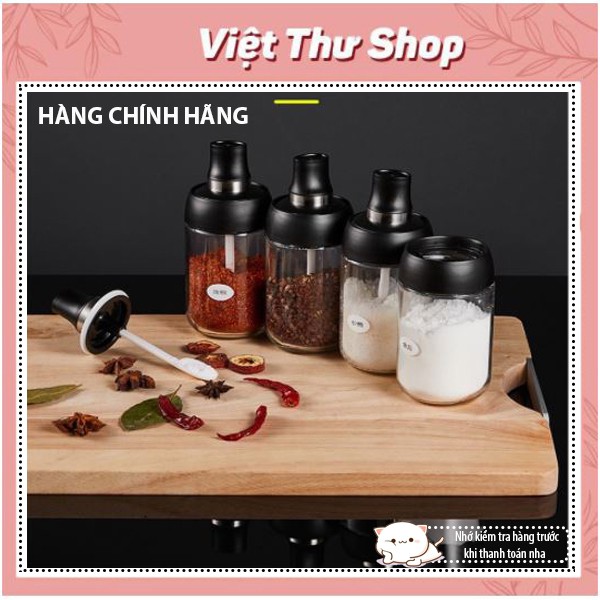 Lọ, hũ đựng gia vị thủy tinh kèm thìa thông minh 300g COCO - Việt thư