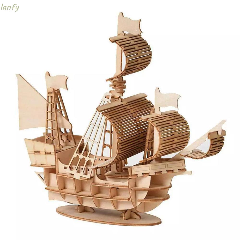 Đồ chơi lắp ráp tàu thuyền bằng gỗ 3D dành cho trẻ em