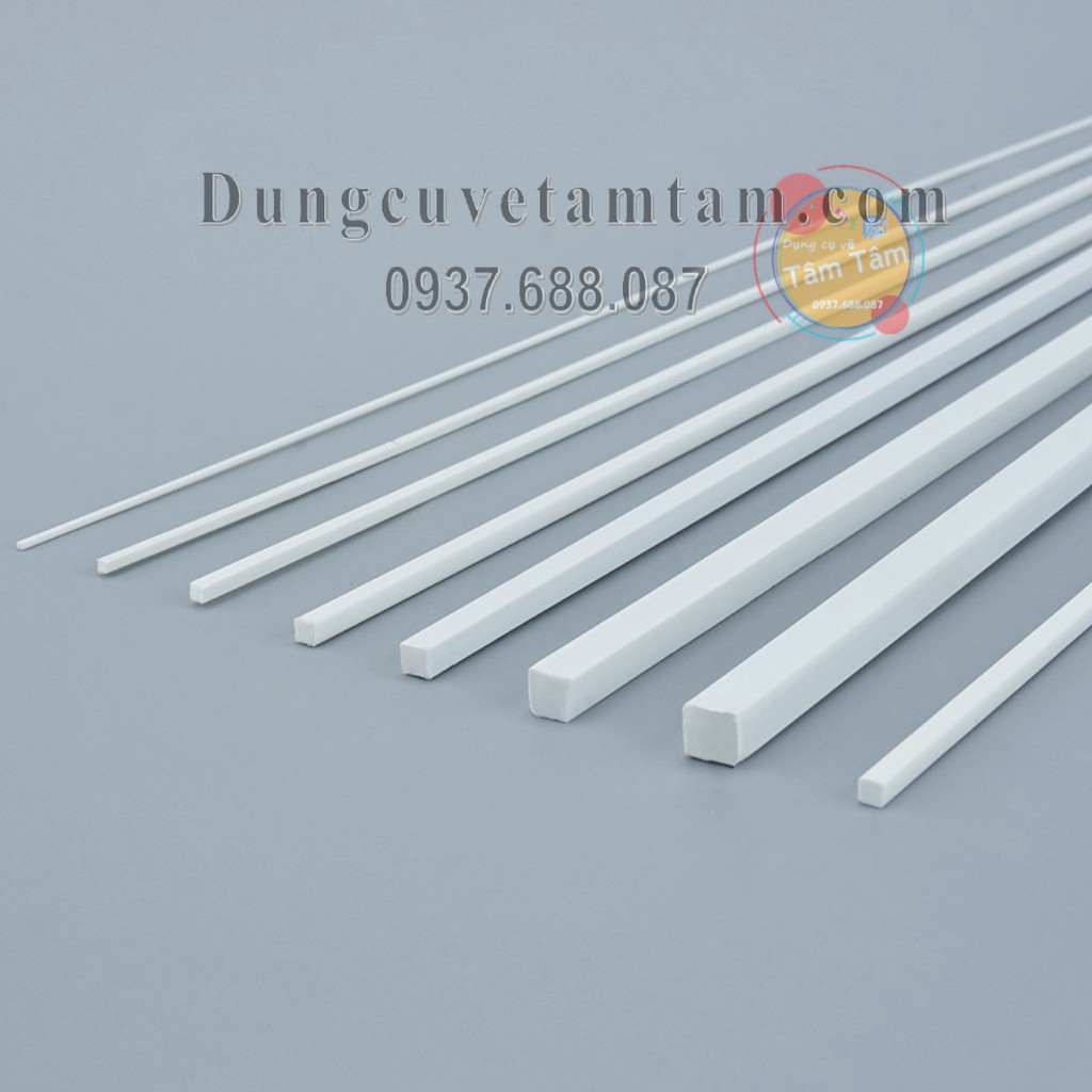 [ TÂM TÂM ]-Cột Mô hình, Cột nhựa làm mô hình, CỘT ĐẶC VUÔNG (dài 25cm-50cm/1 cây) -Mô hình