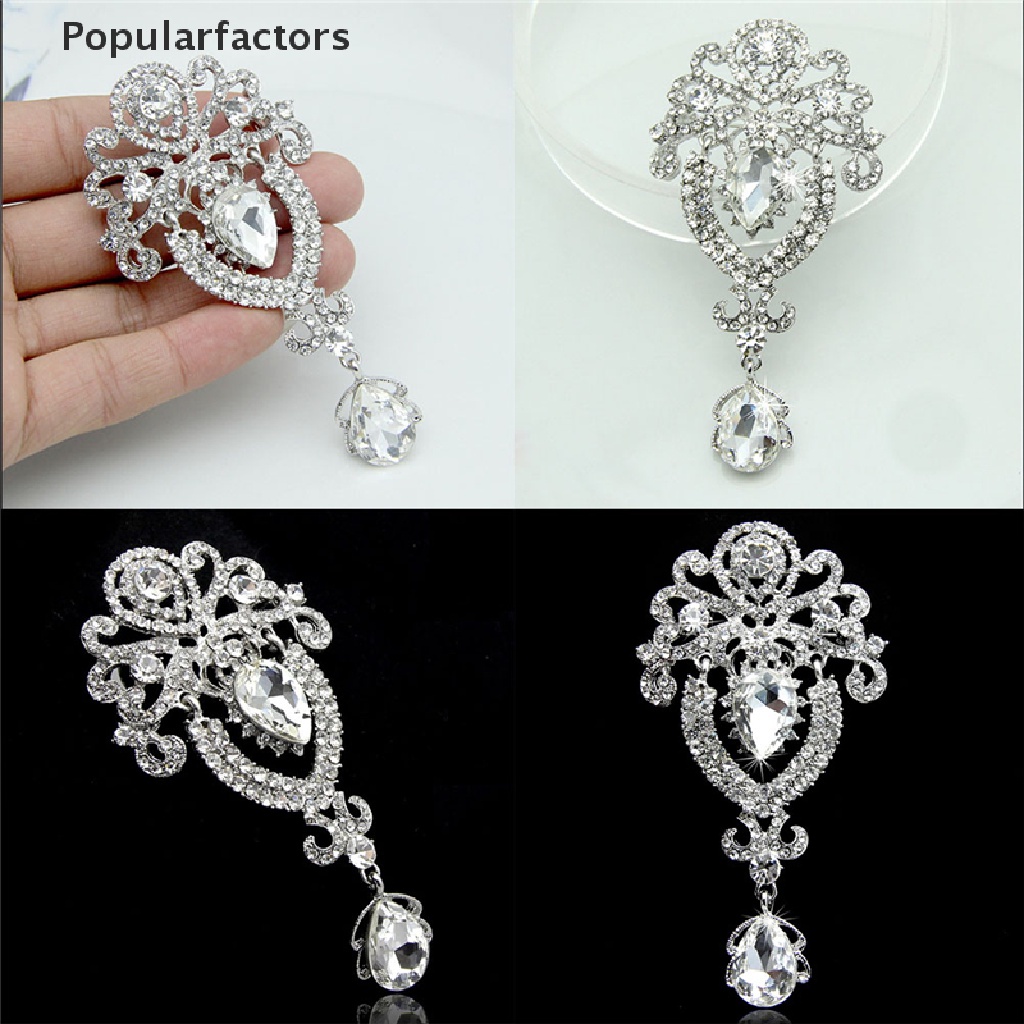 Ghim cài áo hình hoa lớn đính đá pha lê thời trang