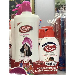 Dầu gội Lifebuoy tóc mềm mượt 640g tặng nước rửa tay Lifebuoy 120g