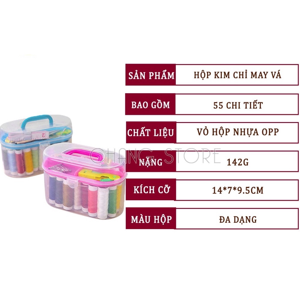 Bộ kim chỉ may vá đa năng 55 món kèm hộp đựng trong suốt - HỘP KIM CHỈ ĐA NĂNG LOẠI TO 55 CHI TIẾT